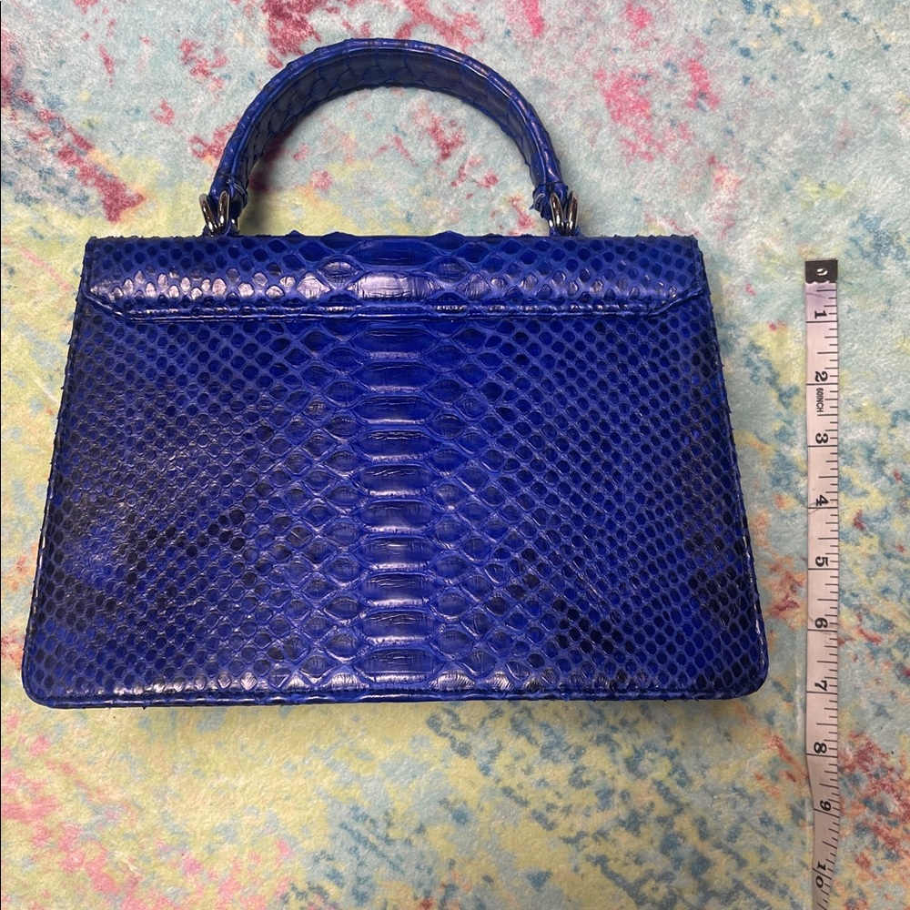 Exotic Python Chic Blue Snakeskin Satchel - image 5